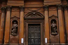 Exterior detail, Church of the Most Holy Trinity of Pilgrims, Rome, Italy, 17th century (2009). Creator: LTL