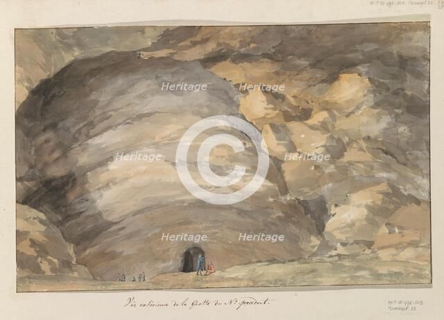 Exterior of cave Santa Maria Capella, 1778. Creator: Louis Ducros.