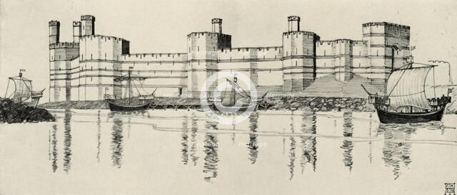 'Exterior of Caernarvon Castle, North Wales', (1931). Artist: Charles Henry Bourne Quennell.
