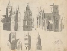 Exterior of churches and church towers, 1822-1893. Creator: Willem Troost II