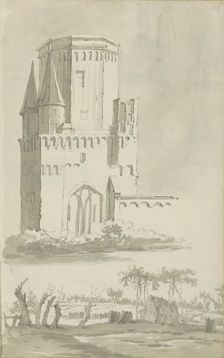 Exterior of a church and a landscape with hut, c.1780-c.1800. Creator: Bernhard Heinrich Thier