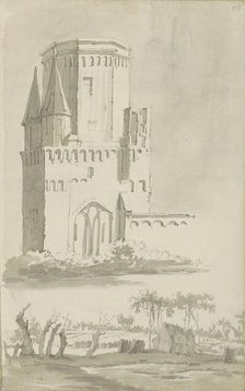 Exterior of a church and a landscape with hut, c.1780-c.1800. Creator: Bernhard Heinrich Thier