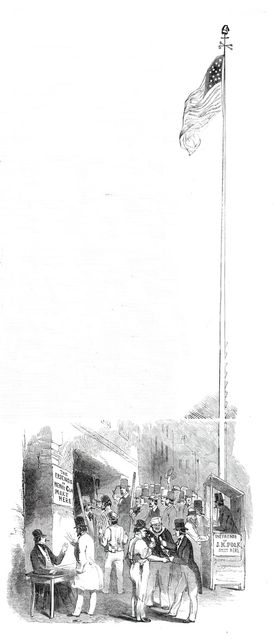 Exterior of a polling booth, New York, 1844. Creator: Unknown.