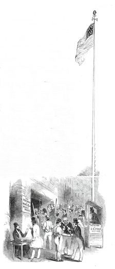 Exterior of a polling booth, New York, 1844. Creator: Unknown