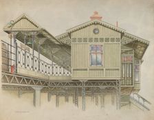 Exterior of Elevated Station, c. 1948. Creator: Hans Westendorff