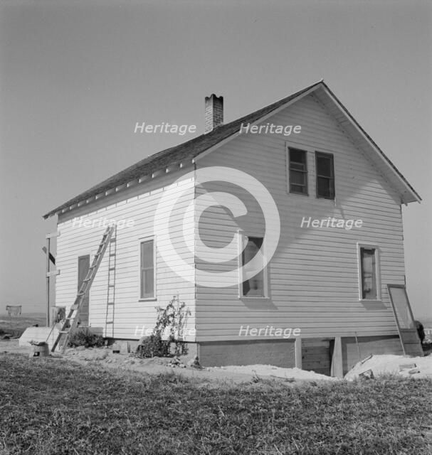 Exterior of Soper house, just finished painting, Willow Creek area, Malheur County, Oregon, 1939. Creator: Dorothea Lange.