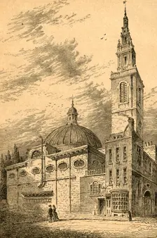 Exterior of St. Stephen's, Walbrook, in 1700 (1897). Creator: Unknown