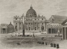 Exterior of St. Peter's Basilica and the Vatican Palace, Rome, 1878. Creator: Unknown