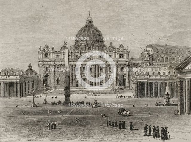Exterior of St. Peter's Basilica and the Vatican Palace, Rome, 1878.  Creator: Unknown.