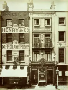 Exterior of Romano's Restaurant and adjoining buildings Strand, Westminster, London, 1885. Artist: Henry Bedford Lemere