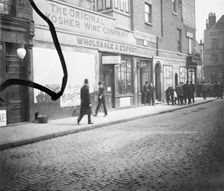 Exterior of The Original Kosher Wine Company, London. Creator: John Galt