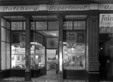 Exterior of the Butchery Department, Barnsley Co-op, South Yorkshire, 1956. Creator: Michael Walters