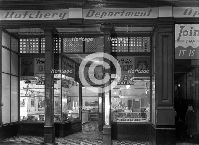 Exterior of the Butchery Department, Barnsley Co-op, South Yorkshire, 1956. Artist: Michael Walters