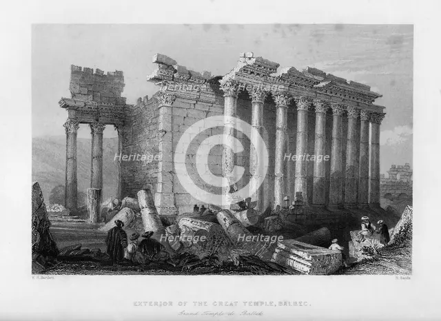 'Exterior of the Great Temple, Balbec', 1841. Creator: Robert Sands.