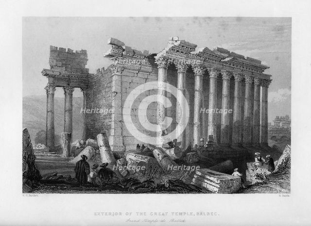 'Exterior of the Great Temple, Balbec', 1841. Creator: Robert Sands.