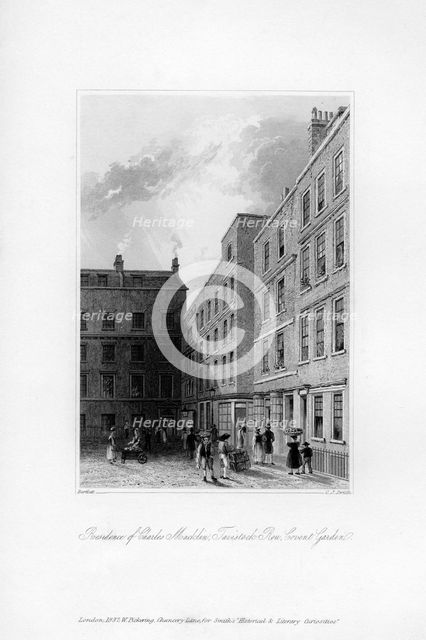 Exterior of the last residence of Charles Macklin, Tavistock Row, Covent Garden, 1840.Artist: C J Smith
