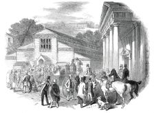 Exterior of the Pavilion, Royal Agricultural Society's Show, Shrewsbury, 1845. Creator: Smyth
