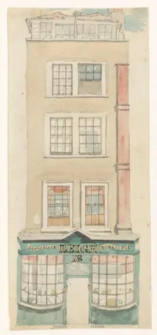 Exterior of the store of bookseller and publisher Samuel Leigh in London, 1814-c.1840. Creator: Anon