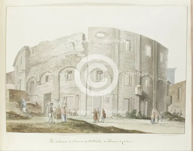 Exterior wall of old theater of Catania, 1778. Creator: Louis Ducros.
