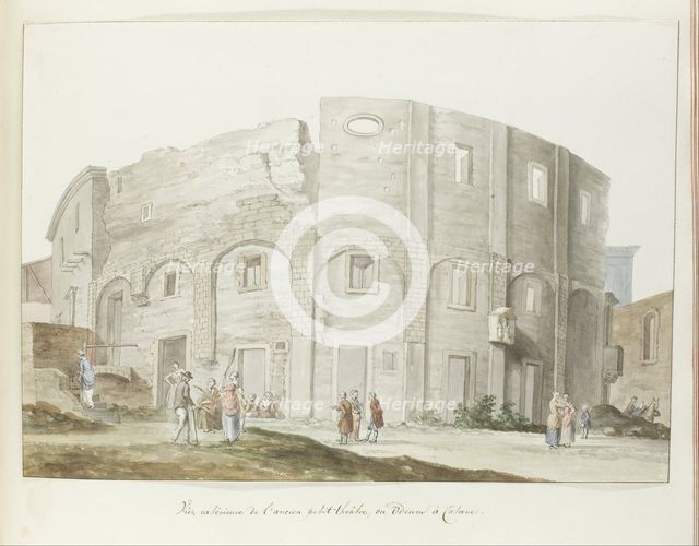 Exterior wall of old theater of Catania, 1778. Creator: Louis Ducros.