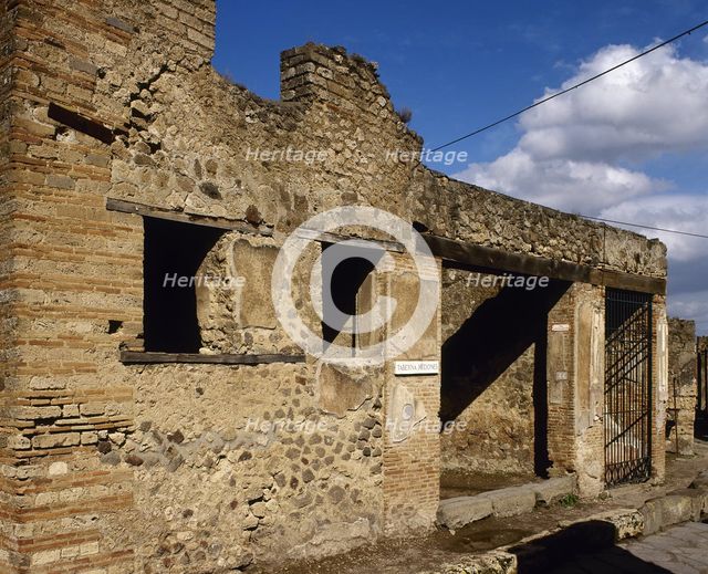 Exterior, thermopolium or tavern of Hedones, Pompeii, Campania, Italy, 2002. Creator: LTL.