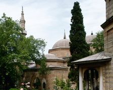 Exterior view, Muradiye Mosque, Muradiye Complex, Busra, Turkey, completed in 1426 (1999). Creator: LTL