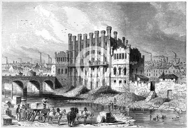 Exterior view of the Castle grinding mill at Sheffield, 1886. Artist: Unknown