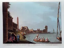 Exterior View of the Ancient Wall of Alexandria, with Cleopatra's Needle 1802. Creator: Thomas Milton