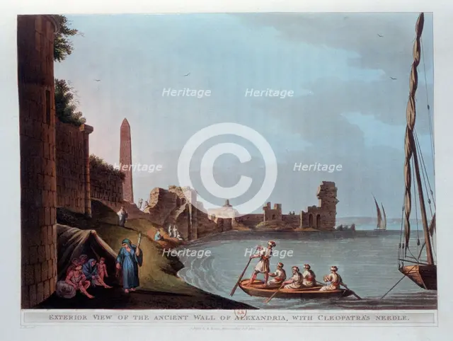 'Exterior View of the Ancient Wall of Alexandria, with Cleopatra's Needle', 1802. Creator: Thomas Milton.