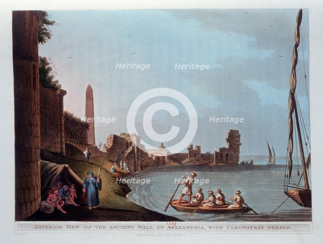 'Exterior View of the Ancient Wall of Alexandria, with Cleopatra's Needle', 1802. Creator: Thomas Milton.