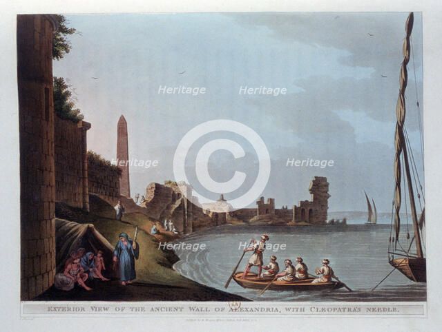 'Exterior View of the Ancient Wall of Alexandria, with Cleopatra's Needle', 1802. Creator: Thomas Milton.