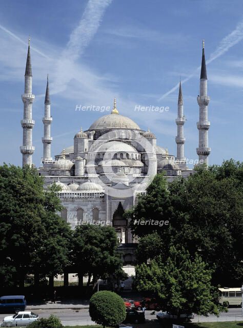 Exterior view of the Blue Mosque in Istanbul.
