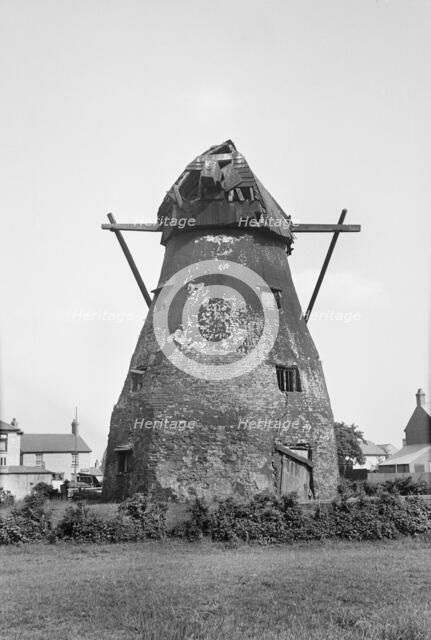 Exterior view of the derelict tower mill on Mill Green, Warboys, Cambridgeshire, 1936. Creator: HES Simmons.