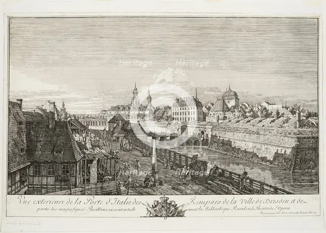 Exterior View of the Italian Gate of the Ramparts of the Town of Dresden, 1750. Creator: Bernardo Bellotto.