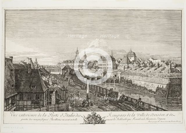 Exterior View of the Italian Gate of the Ramparts of the Town of Dresden, 1750. Creator: Bernardo Bellotto.