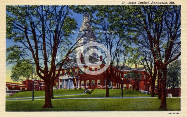 Exterior view of the State Capitol, Annapolis, Maryland, USA, 1940. Artist: Unknown