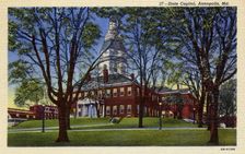 Exterior view of the State Capitol, Annapolis, Maryland, USA, 1940