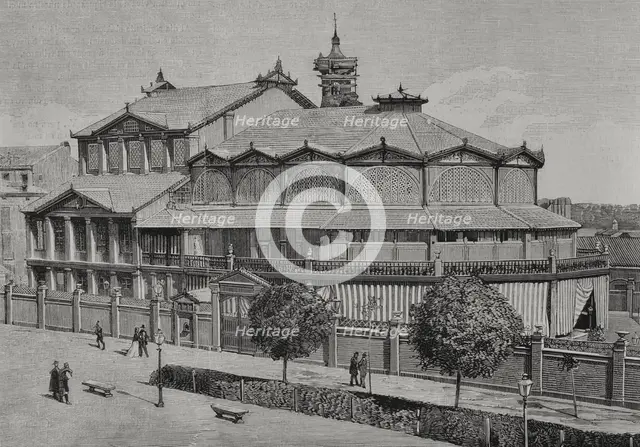 Exterior view of the Pignatelli Theatre, Saragossa, Aragon, Spain, 1878.  Creator: Unknown.
