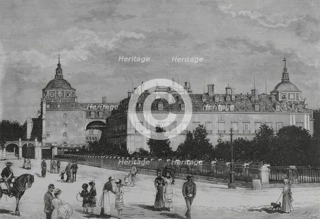 Exterior view of the Royal Palace, Aranjuez, Spain, 1883. Creator: Juan Comba García.