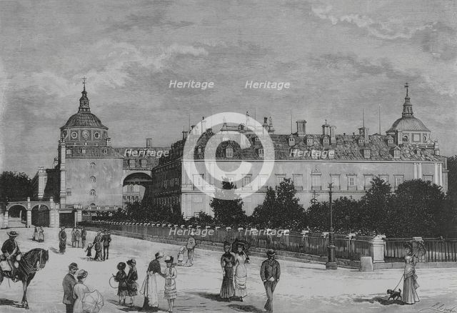 Exterior view of the Royal Palace, Aranjuez, Spain, 1883. Creator: Juan Comba García.