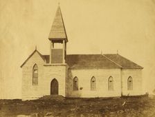 Exterior view of church, in the community around Fort Victoria on Vancouver..., between 1858 and 61. Creator: Unknown