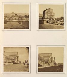 [Exterior View of Facade and Fountains; Exterior View of Side Pavilion; Exterior Side ..., ca. 1859. Creator: Attributed to Philip Henry Delamotte