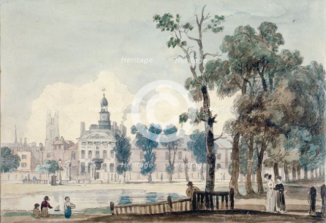 Exterior view of Old Bethlehem Hospital, Moorfields, City of London, 1811. Artist: George Arnald