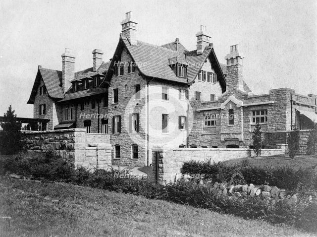 Exterior view of rear and side of home of Edmund Cogswell Converse, Greenwich, Connecticut, 1908. Creator: Frances Benjamin Johnston.