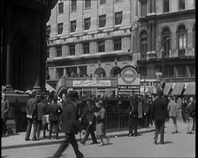 Exteriors of Buildings and UnderGround Station in London, 1931. Creator: British Pathe Ltd