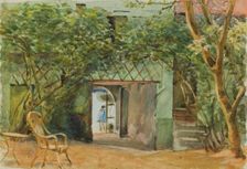 External view of a vine covered building, late 19th century or first half of 20th century. Creator: Agnes Mary Webster