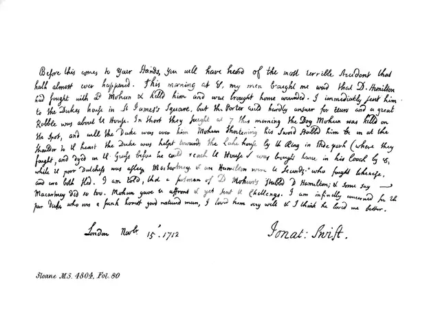 Extract from Dean Swift's journal, addressed to Mrs Dingley, 1712, (1840). Artist: Jonathan Swift