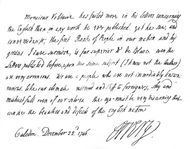 Extract of a letter from Lord Orrery to Dr Birch, 1746, (1840).Artist: John Boyle, Earl of Corke and Orrery