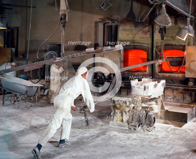 Extracting a steel bath from the furnace at Ideal Standard in Hull, Humberside, 1967.  Artist: Michael Walters