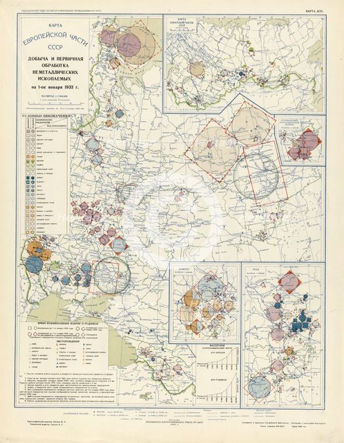 Extraction and primary processing of non-metallic minerals as of January 1, 1933, 1934. Creator: Mikhail Alekseevich TSvetkov.